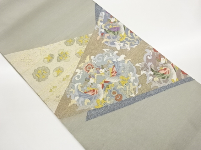 JAPANESE KIMONO / NAGOYA OBI / TSUZURE / WOVEN PHEONIX & FLOWER CREST